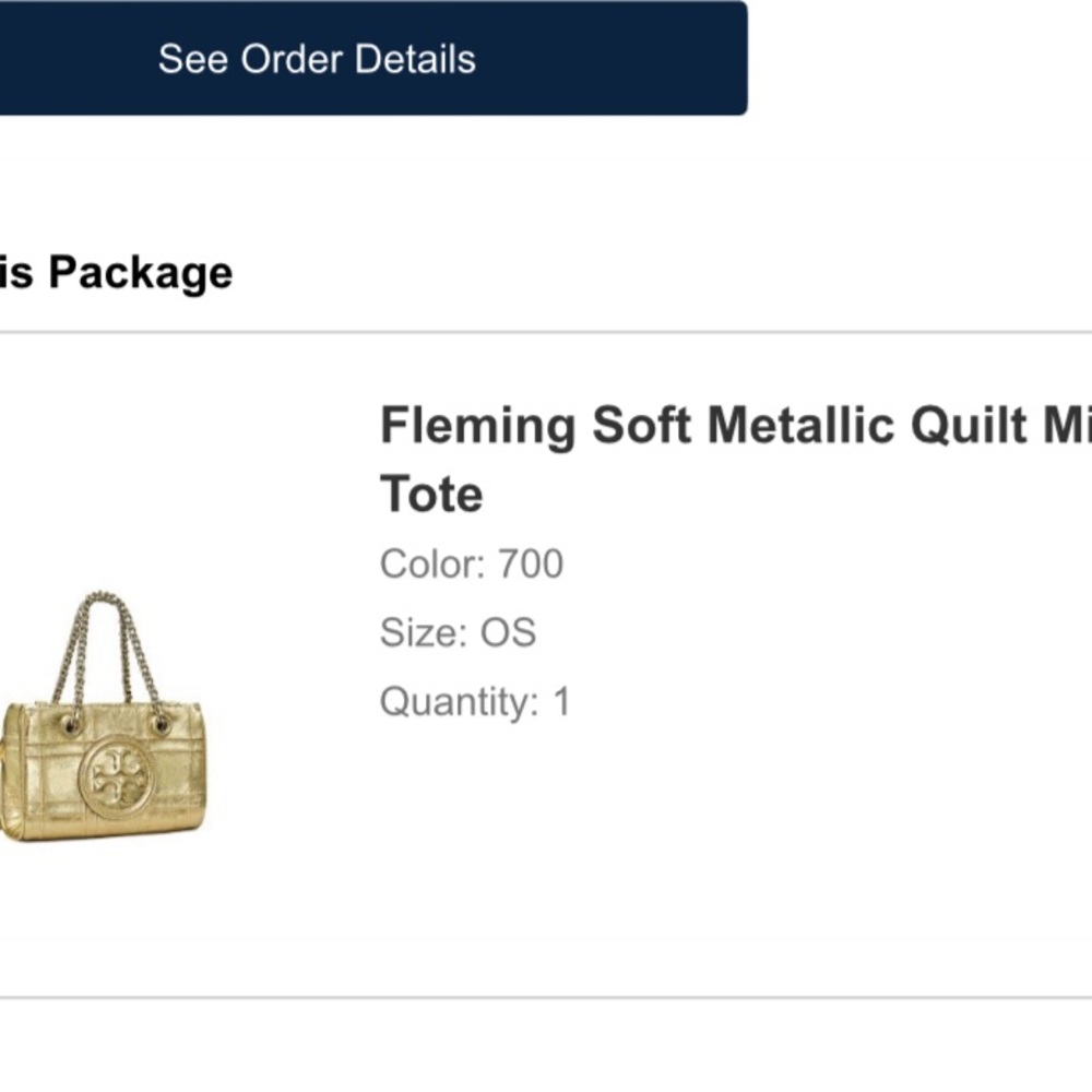 Tory Burch Fleming Soft Metallic Quilt Mini